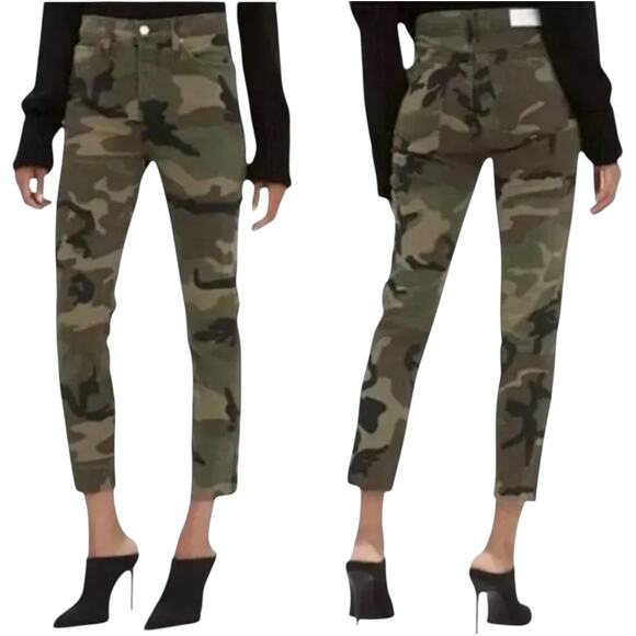 Re/Done 70s Stove Pipe Jeans Camouflage Denim High Rise Slim Straight Green 24 - Picture 1 of 7